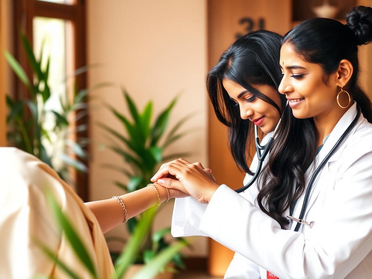 Nadi Pariksha — Ayurvedic pulse assessment during a consultation at OJAS